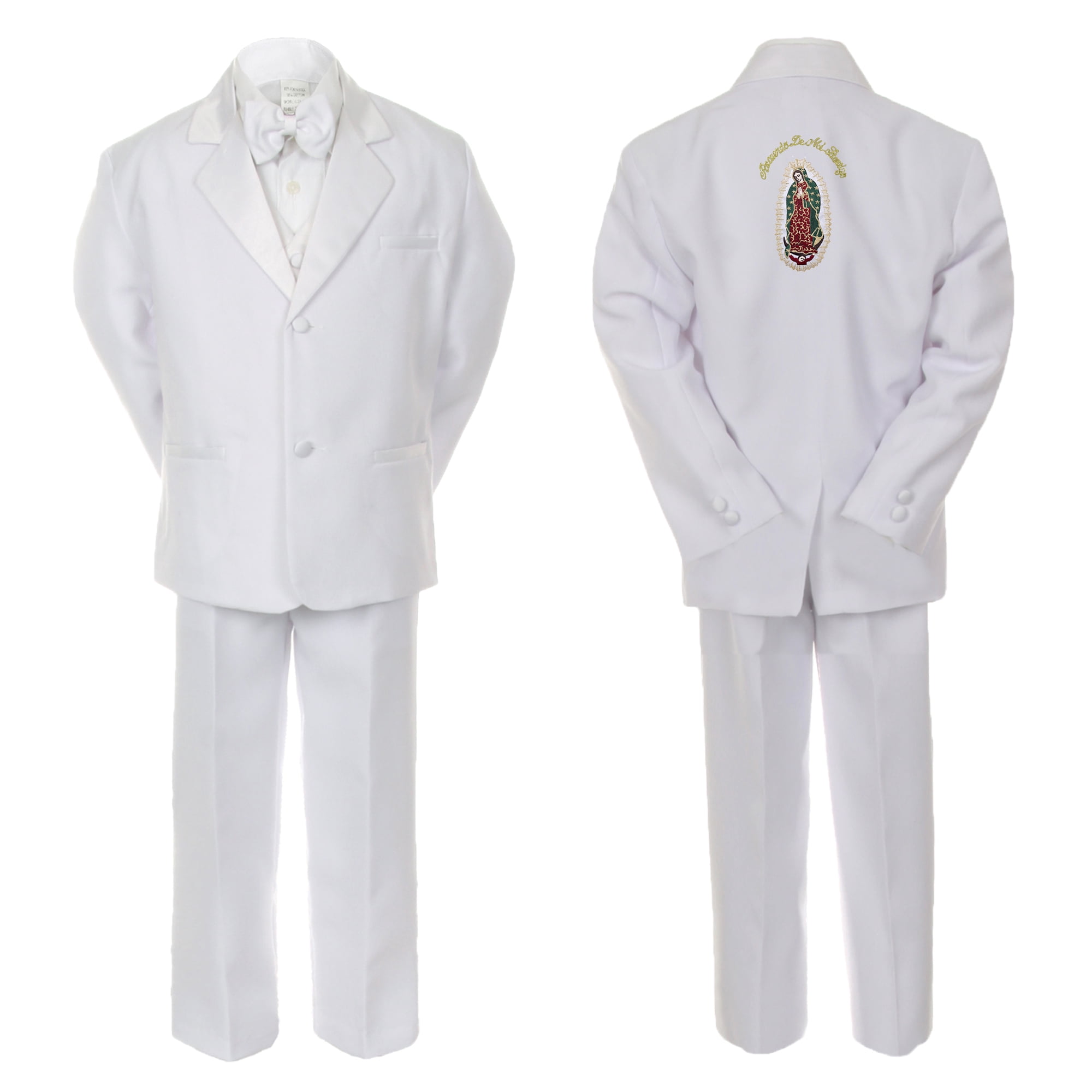 Baby Boy Christening Notch Lapel Suit Silver or Gold Guadalupe On Back SM-20