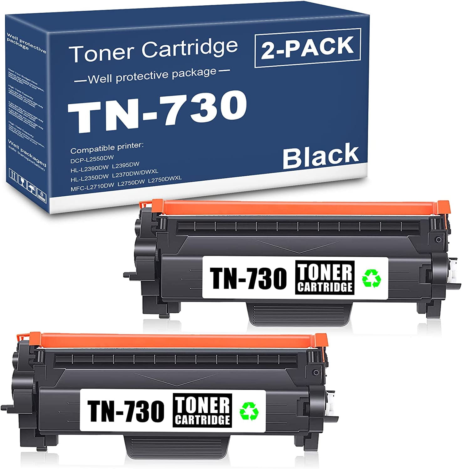TN730 Black Toner Cartridge Replacement for Brother MFCL2710DW Printer