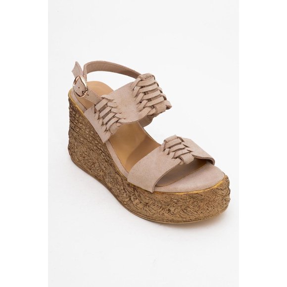 Olien - Alpargatas de plataforma de piel de ante beige beige 24.5 CM