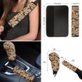 thumbnail image 6 of Renewold Red American Tribal Sunflower Brown Cow Print 12 Pieces Car Seat Cover Steering Wheel Cover Seat Belt Strap Wrap Cover Armrest Pad Handbrake Cover Gear Shift Cover Cup Holder Coasters, 6 of 7