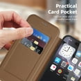 thumbnail image 5 of for iPhone 16 Pro Wallet Case, Compatible with MagSafe, Support Wireless Charging, Slim Fit Premium PU Leather Flip Folio Cover with Card Slots Case Wallet for iPhone 16 Pro - Coffee, 5 of 8