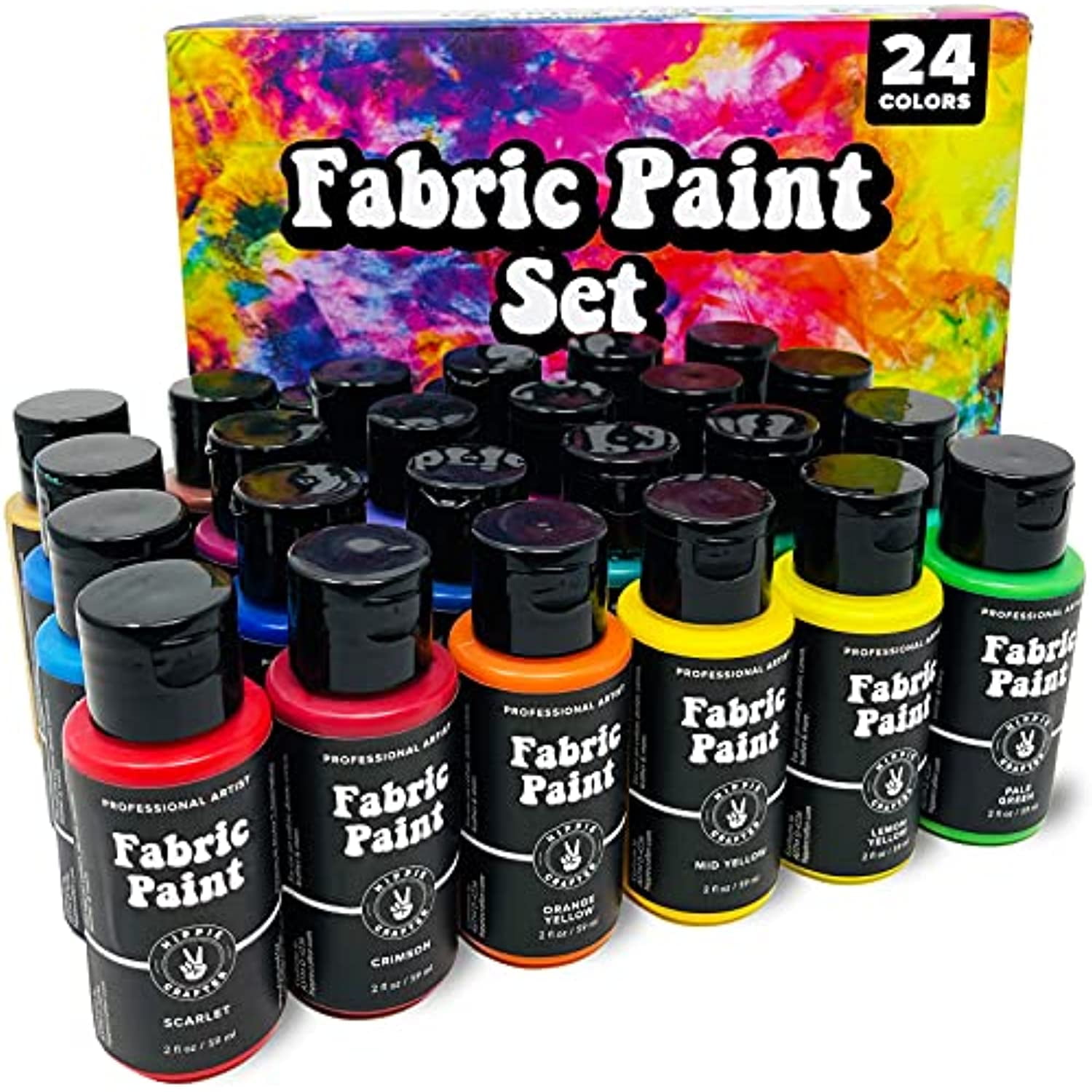 24 Fabric Paint Set for Clothes Upholstery Shoe Sneaker Denim Permanent