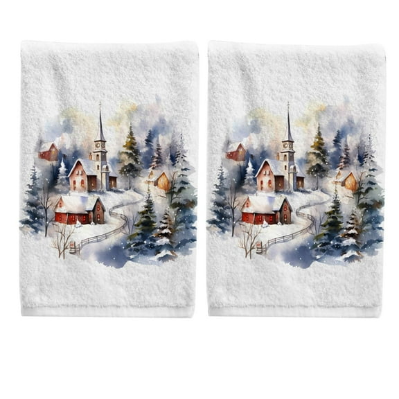 Ryvnso Winter Christmas Hand Towels Set for Bathroom Cotton Face Towel Decorative 15.5x29.5 inch