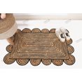 thumbnail image 5 of Rectangle Rug Natural Jute Rug Hand Braided Beige and Black Color Rounding Line Area Rug, 5 of 5