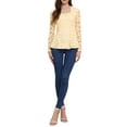 thumbnail image 2 of Blusas de encaje para mujeres, con cuello cuadrado, de manga larga, elegantes y casuales, blusa peplum top M en color albaricoque, 2 of 6