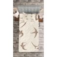 thumbnail image 3 of Ambesonne Abstract Quilted Bedspread Set 2 Pcs, Flying Birds, Twin Size, Beige Brown, 3 of 3