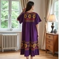 thumbnail image 2 of Loungees Women’s Lounge Dress - Boho Midi Muu Muu Dress with Printed Border, Relaxed Fit Crinkle Cotton Gauze, Side Pockets, 2 of 3