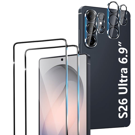 Ouxumoll 2-Pack Samsung Galaxy S26 Ultra Screen Protector, Tempered Glass for S26 Ultra, Sensitive Touch & Fingerprint Unlock, Anti-Scratch Case Friendly Bubble Free Easy Install