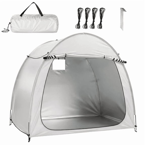 COTINSE 6.6 x 4.9 FT Bike Storage Tent, Waterproof Outdoor Bicycle Shed with Dual Doors, 210D Oxford Fabric, Light Gray