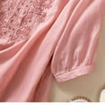 thumbnail image 5 of Dazajoo Women's 3/4 Sleeve Linen Shirts Lace Embroidery Gauze Tunic Blouse Summer Lightweight Flowy Boho Tops,Pink,M, 5 of 10