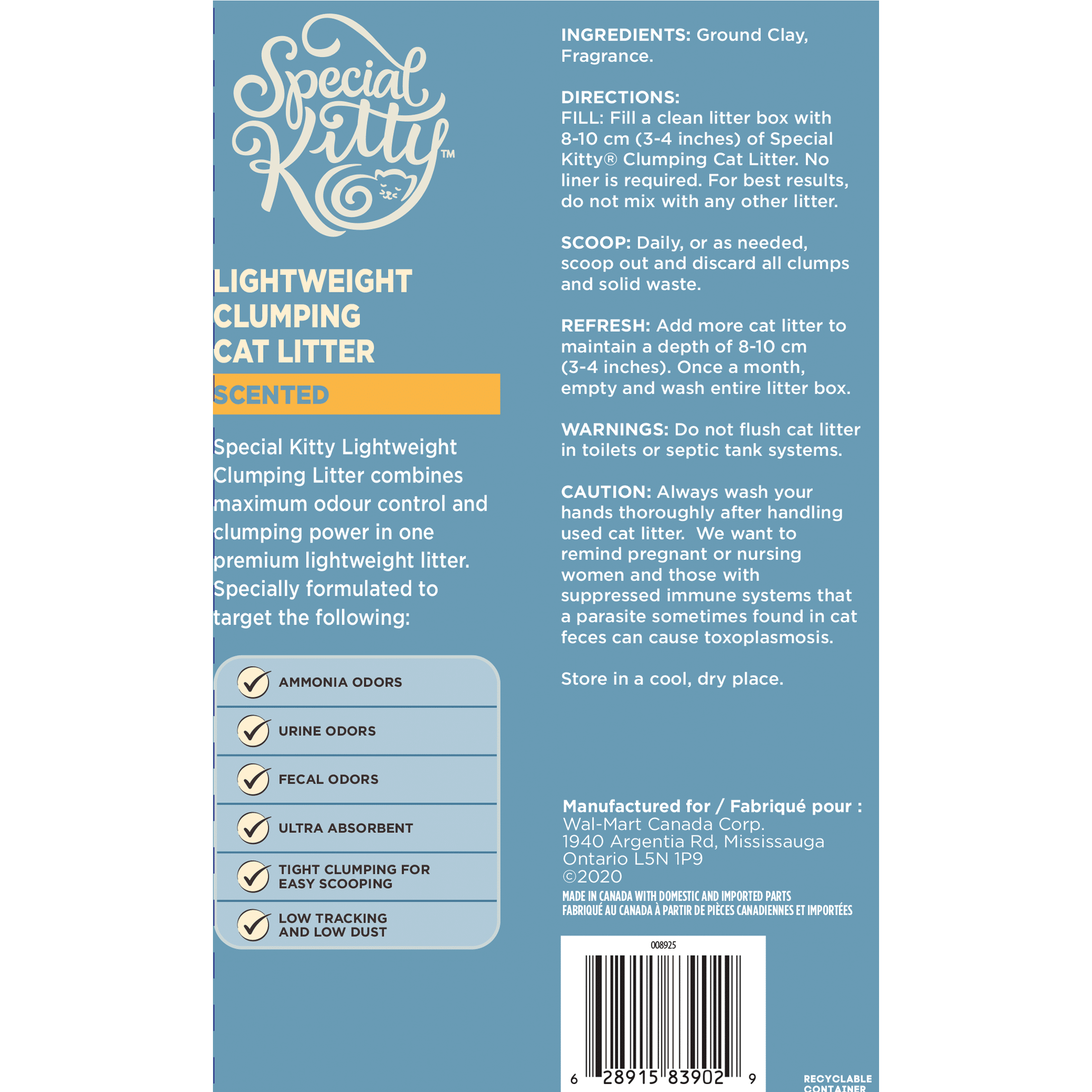 Litière agglomérante poids léger parfumée multi-chats Special Kitty