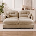 thumbnail image 4 of FFH 74" Loveseat with Ottoman, Comfy Cloud Couch, Chenille Sleeper Sofa, Tufted Deep Seat Sofa with Throw Pillows, Modern Modular Sectional Sofa for Living Room, Camel, 4 of 17