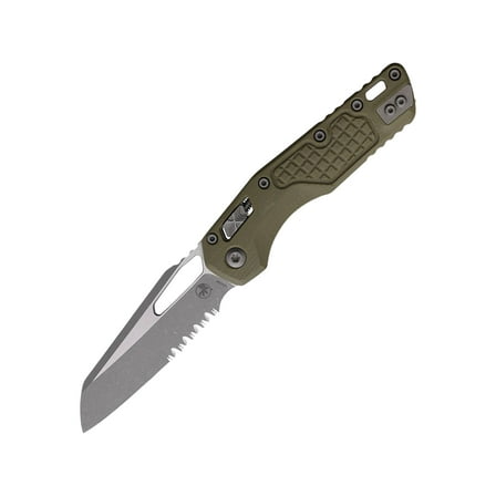 Microtech MSI Pocket Knife 3.88" Partially Serrated Sheepsfoot Bohler M390MK Apocalyptic Blade Frag G-10 Handle OD Green