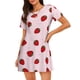 thumbnail image 1 of Fotbe Strawberry Bata de Dormir para Mujer con Estampado, Camisón de Algodón de Manga Corta, Ropa de Dormir Casual, 1 of 6