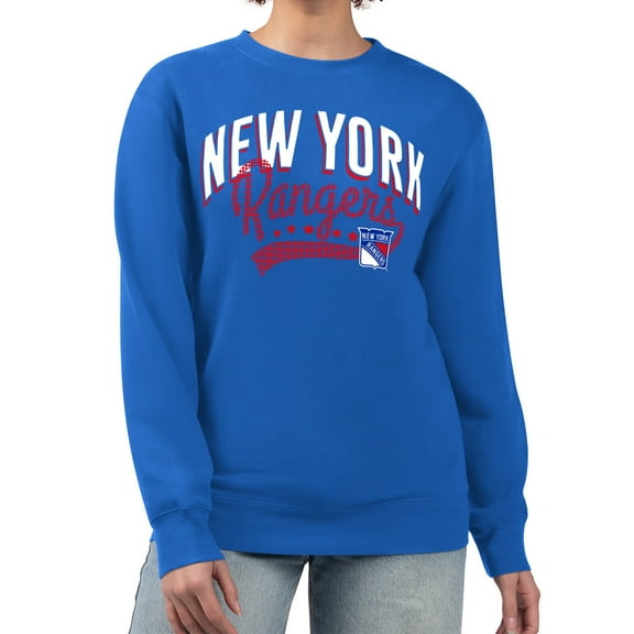 Women's G-III 4Her by Carl Banks  Blue New York Rangers Filigree Team Graphic Fleece Pullover Sweatshirt