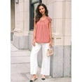 thumbnail image 4 of Gleelaud Womens Solid Color Crew Neck Tunic Tops Short Sleeve Casual Lace Tees, 4 of 6