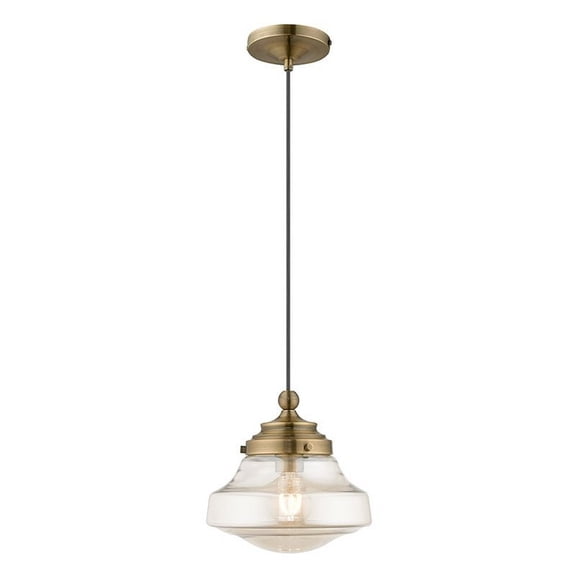 1 Light Mini Pendant in Coastal Style 9 inches Wide By 11 inches High-Antique Brass Finish Bailey Street Home 218-Bel-3110177