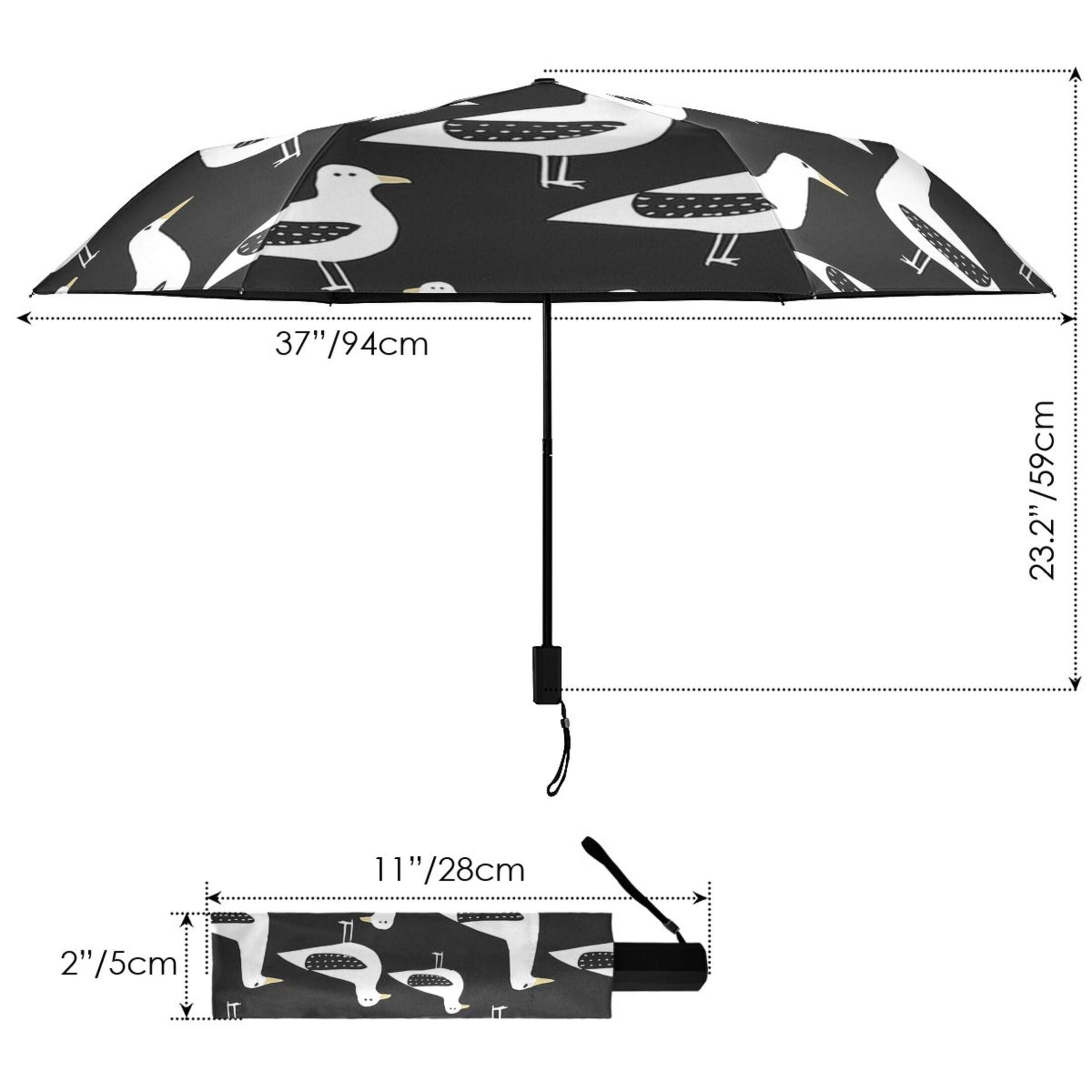 ALAZA Seagull UPF 50+ Compact Folding Umbrella for Rain Travel Umbrella Packable