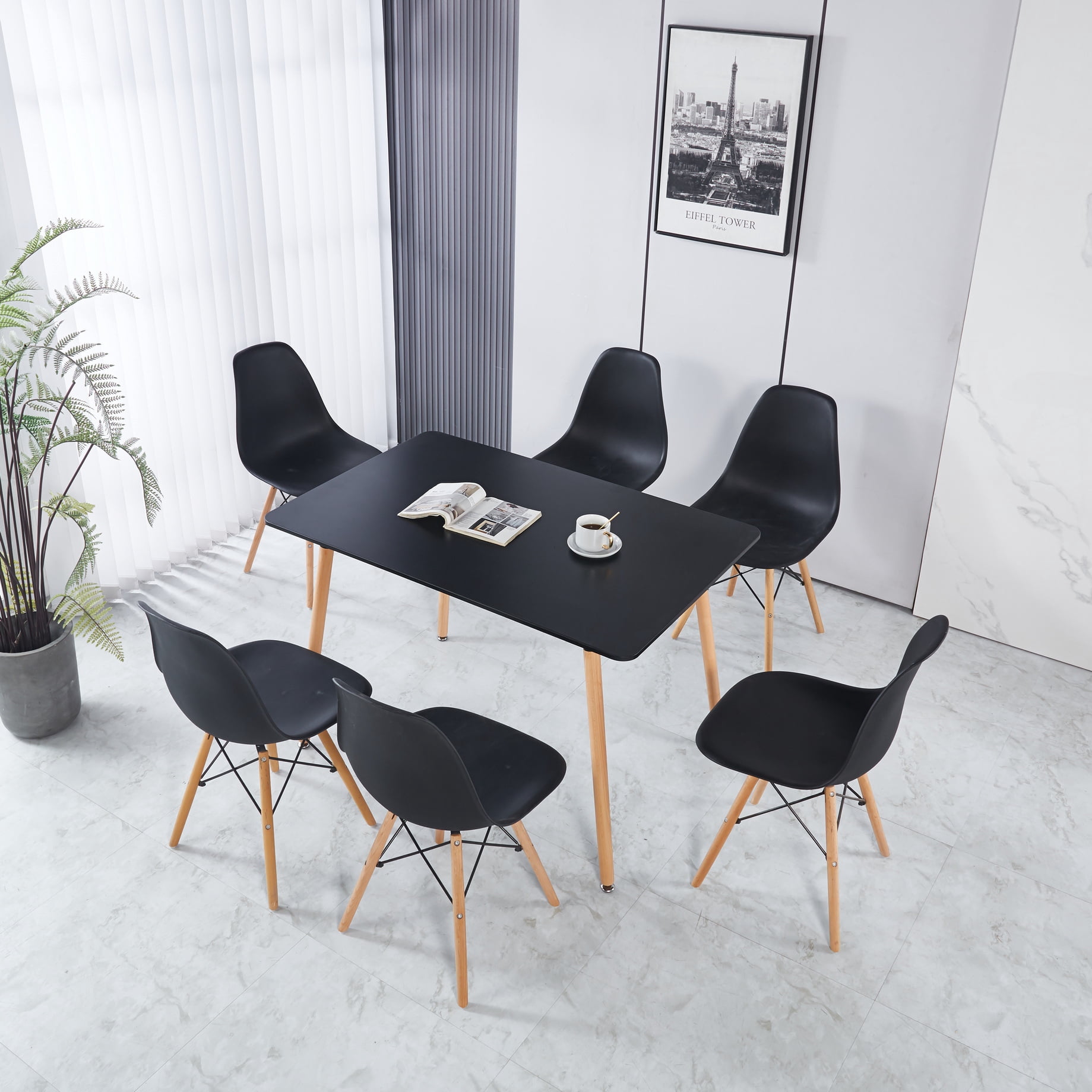 MAYEERTY Modern Square Extendable Dining Table Metal Leg White