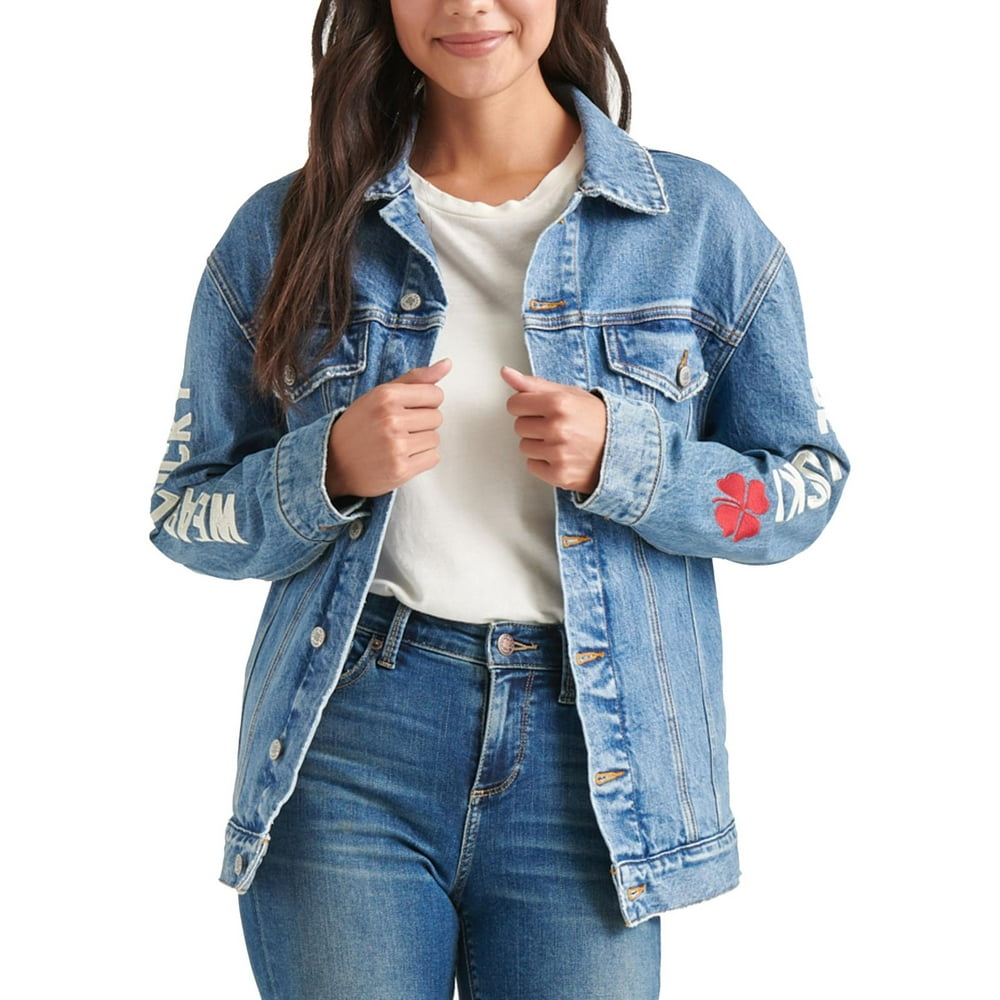 Lucky brand  lucky brand womens be lucky fall embroidered jean jacket Lucky brand  lucky brand womens be lucky fall embroidered jean jacket