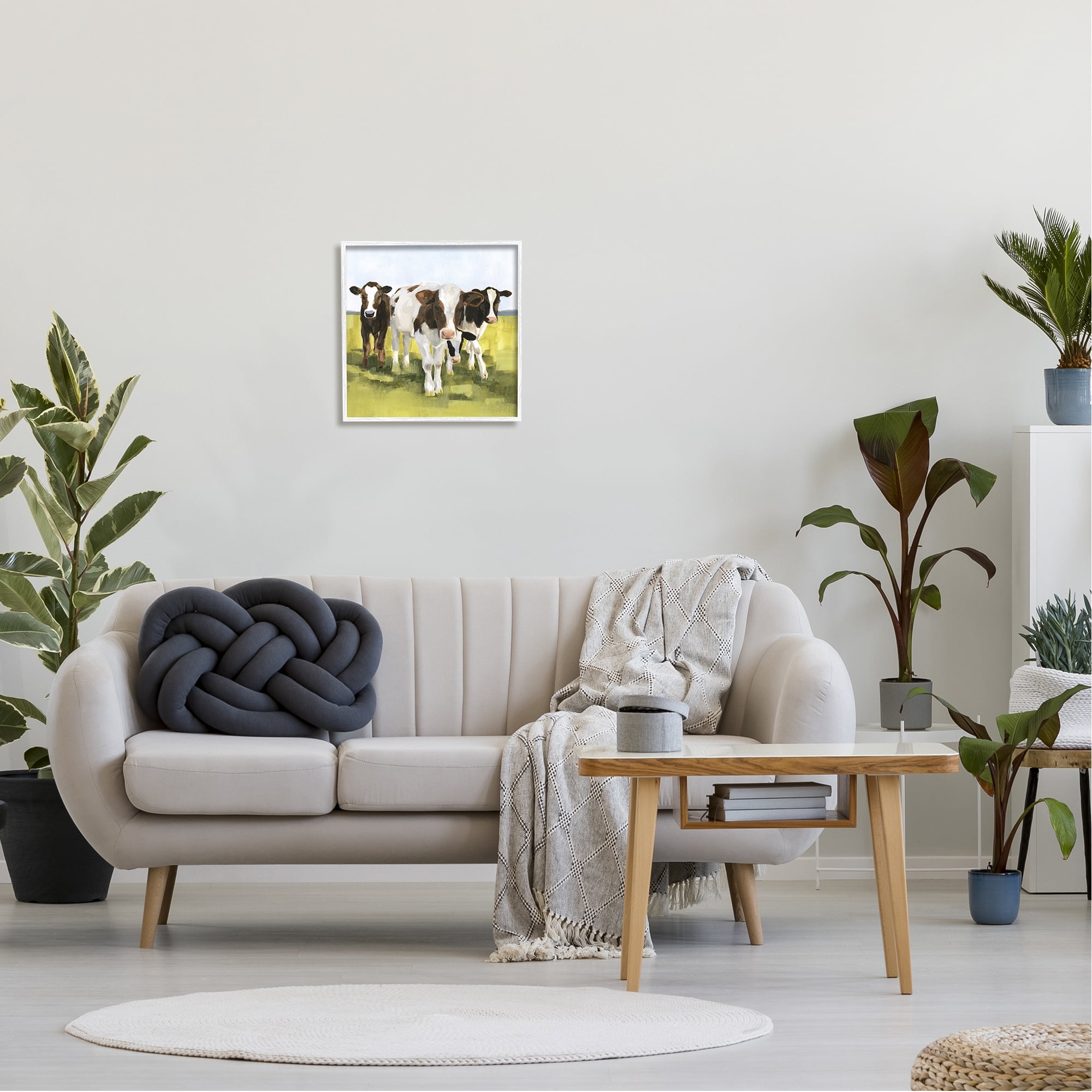 Stupell Country Cows Rural Painting Animals & Insects Painting White Framed Art Print Wall Art