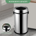 thumbnail image 5 of Towallmark 17 Gallon Trash Can Open Top - Heavy Duty 65L Round Stainless Steel Garbage Bin, for Kitchen, Restaurant, Office, Home, Gym (Fingerprint-Proof, Silver), 5 of 9