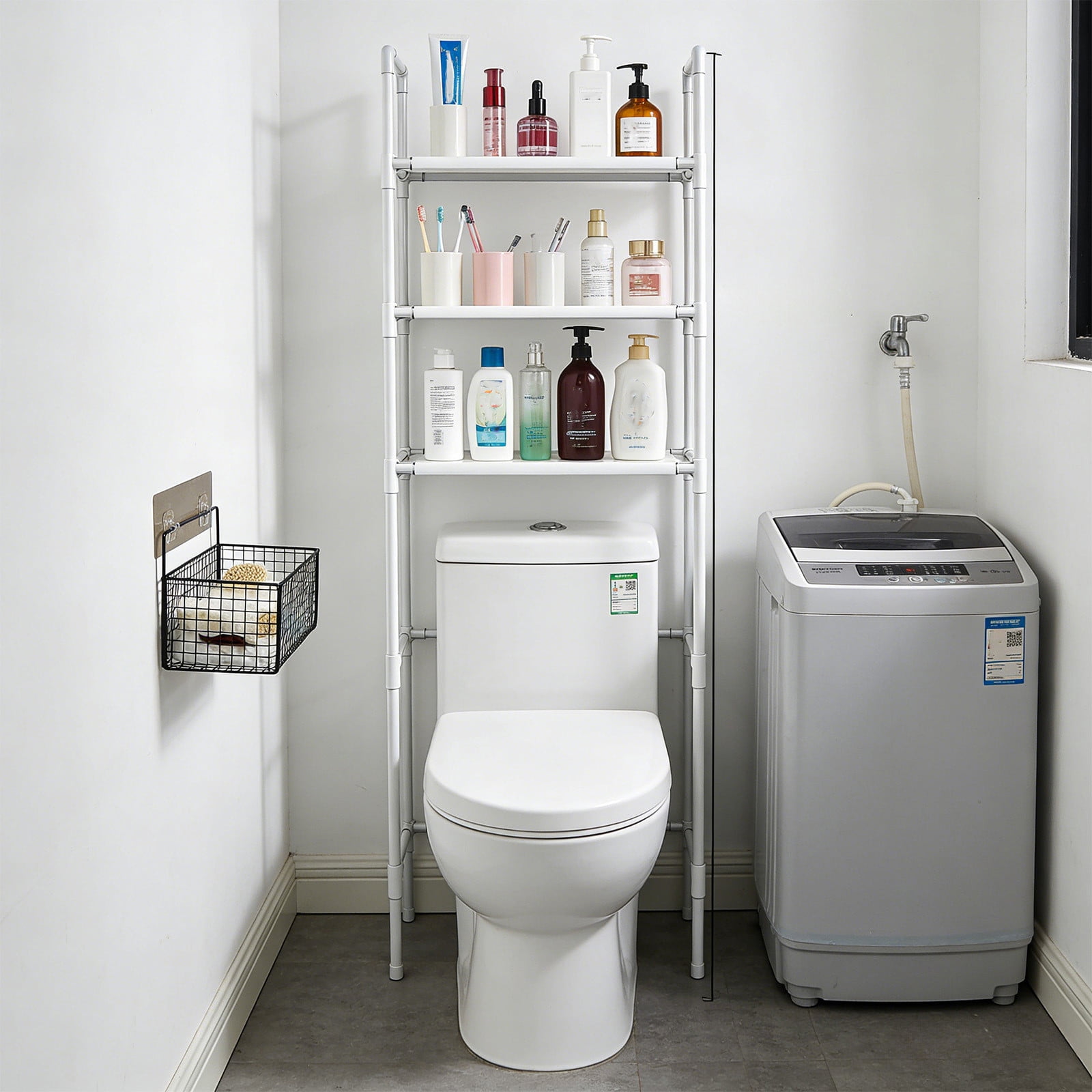 Over The Toilet Storage Shelf, 3-Tier Freestanding Bathroom Organizer Rack for Space Saving Home Use
