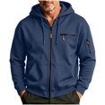 thumbnail image 2 of Men's Hooded Sweatshirt With Zipper Solid Long Sleeved Cardigan Casual Fashionable Coats, 2 of 8