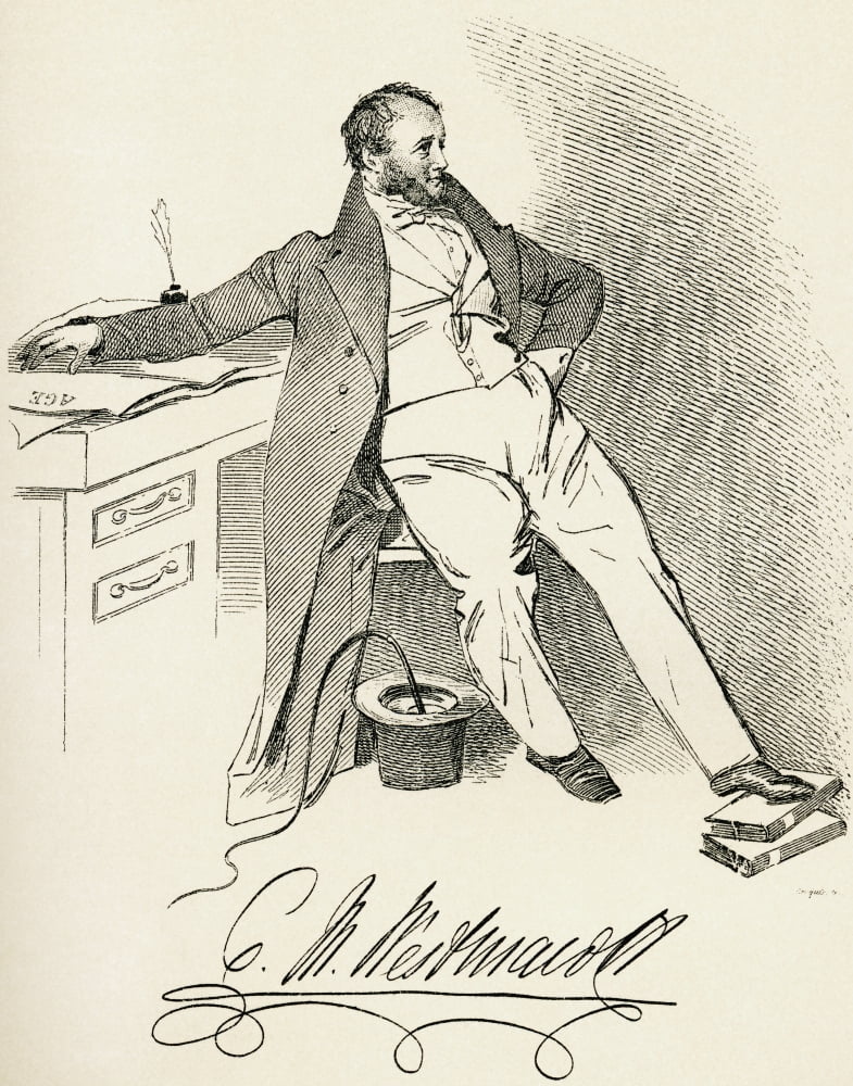 Charles Molloy Westmacott C 1788 - 1868 British Journalist And Author Who Sometimes Wrote Under The Pseudonym Bernard Blackmantle From The Maclise Portrait Gallery Published 1898 Canvas Art - Ken Wels
