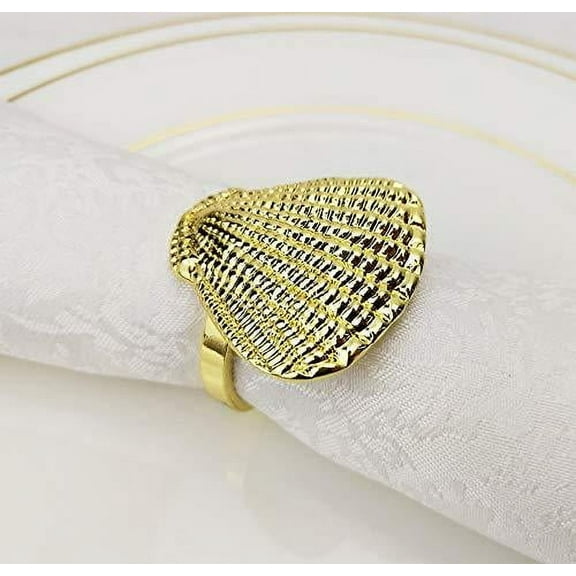 Fennco Styles Nautical Seashell Metal Napkin Rings, Set of 4
