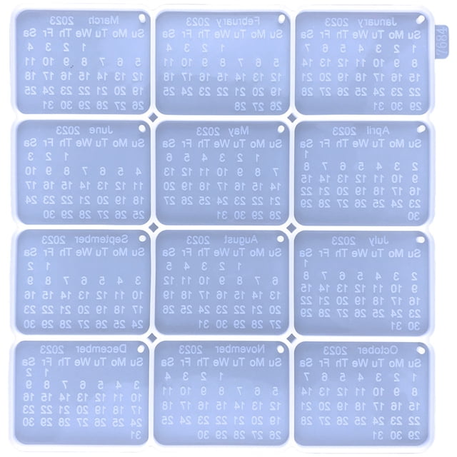 Calendar Keychain Pendant Mold Key Chain Making Calendar Epoxy Silicone Mold
