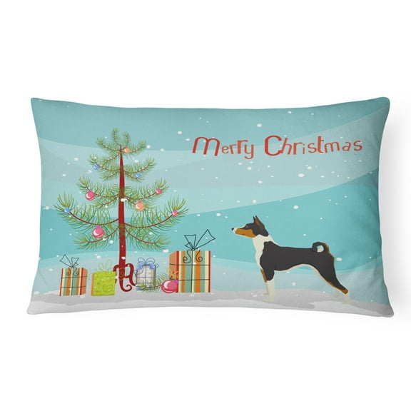 Basenji Christmas Tree Canvas Fabric Decorative Pillow