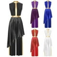 thumbnail image 2 of Women Liturgical Dance Outfit Dress Invisible Dancewear With Loose Pants For Praise Lyrical Dance Choir Stage Performance, 2 of 7