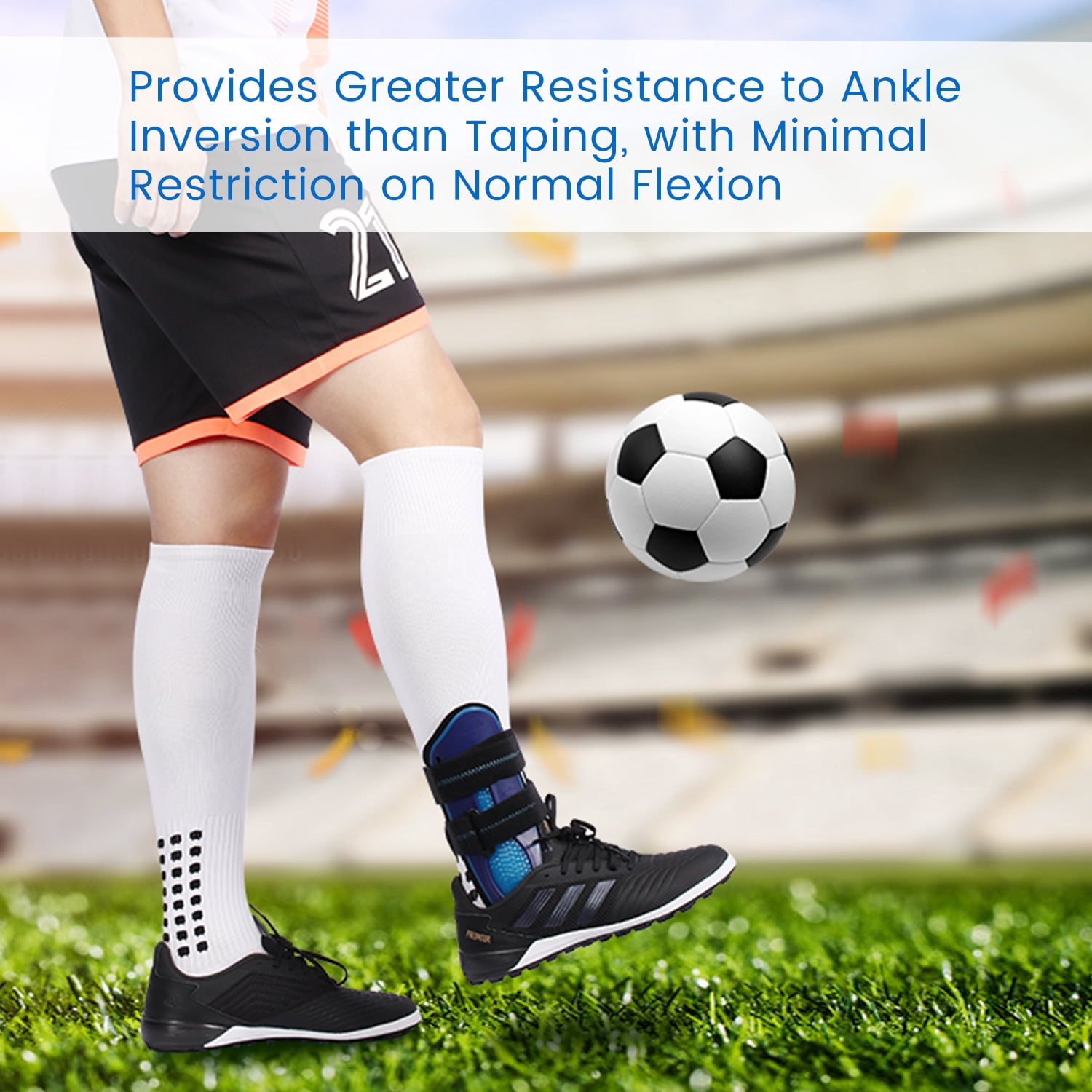 Velpeau Ankle Support Brace for Men & Women, Ankle Stabilizer, Stirrup Splint for Sprains, Tendonitis, Volleyball, Basketball, Sprained Ankle, Reversible Left & Right Foots, One Size(Foam Pad, Blue)