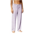 thumbnail image 4 of Diufon Womens Pajama Pants Striped Wide Leg Loose Soft Modal Sleepwear Drawstring Sleep Pants for Homewear & Outdoor, 4 of 8