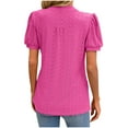 thumbnail image 4 of Annhoo Summer Puff Short Sleeve Shirts for Women Eyelet Tops V Neck Tunic Blouse Fashion Breathable Tunics, 4 of 7