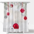 thumbnail image 3 of Merry Christmas Shower Curtain Red Silver Xmas Balls Snowflake Winter Snow Happy New Year Festival Decor Fabric Bathroom Curtain with Hook, 3 of 4