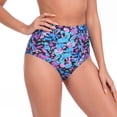 thumbnail image 4 of RELLECIGA Women's High Cut Cheeky High Waisted Bikini Bottoms Tummy Control Swim Bottom Full Coverage Underwear Panties Swimsuit Bathing Suit Bottom, 4 of 7