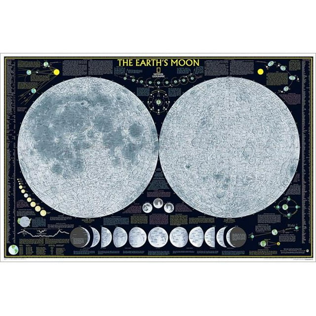 National Geographic RE00620137 Carte de la Lune - Laminé