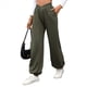 thumbnail image 1 of Pantalones Deportivos de Cintura Alta con Bolsillos para Mujer, Pantalones de Yoga Holgados e Informales Verde L, 1 of 10