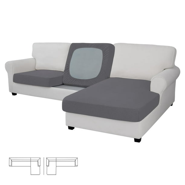 Fundas para Cojines Elásticas 3 Piezas para Sofá Gris
