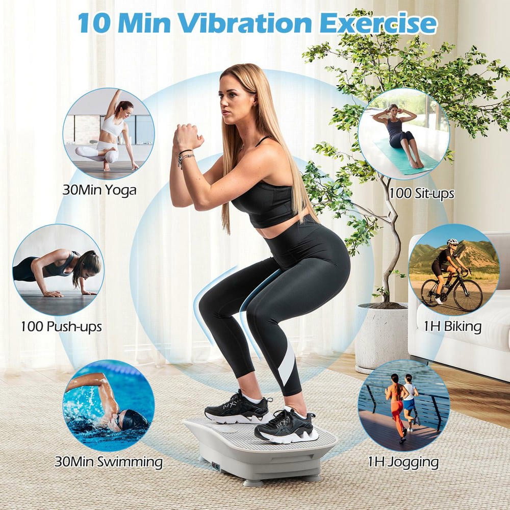 Resenkos Whole Body Vibration Plate Machine with 10 Speeds - Gray