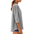 thumbnail image 4 of Vekome Womens 3/4 Sleeve Tops Casual Plus Size Shirts Loose V Neck Tee Shirts Button Solid Color Tunic Summer Pullover Tops, 4 of 6