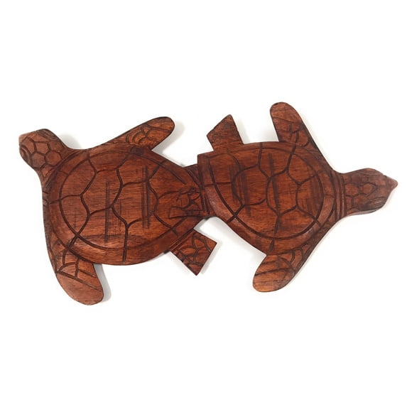 Carved Turtles Wall Plaque 12" X 6" - Hawaiian Decor | #ksa9037