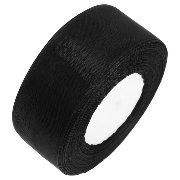 KALLORY Black Sheer Organza Chiffon Ribbon 45m x 1.5in for Decorative Bows, Wrapping, Crafts, and Graduation Events