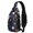 Basketball and Star Navy Pattern, variant on Basketball and Wow White Pattern Sling Backpack, Casual Day Sling Pack with Earphone Port, Breathable Padded Back Gift Ideas for Hiking Cycling Walking