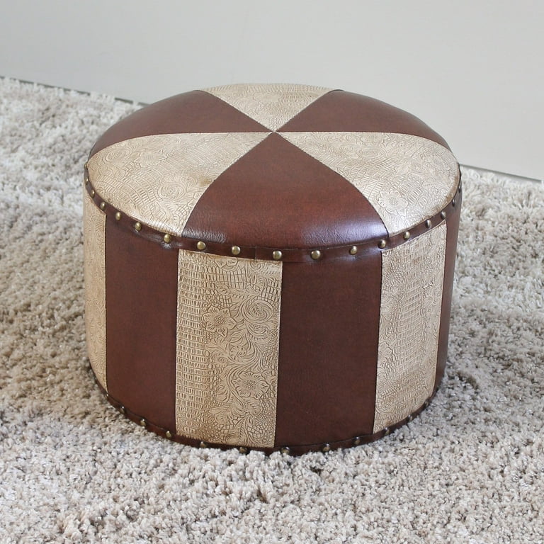 International Caravan Mini Round Faux Leather Stool International Caravan Mini Round Faux Leather Stool
