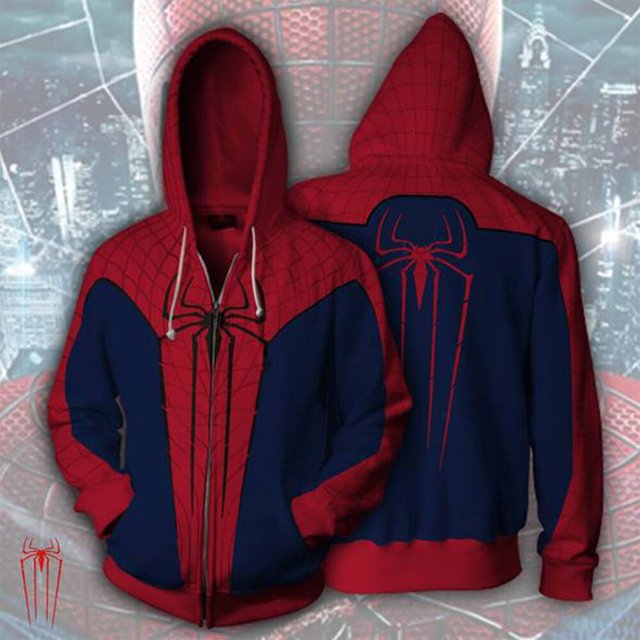 Marvel Superhero Cosplay Men's Zip Up Jacket, Homecoming Scarlet Spider, Zip Up Hoodies, Far From Home Hoodies, Hooded, Boys xuanjing unisex