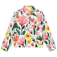 thumbnail image 4 of Jackets for Women Winter Coat Jackets Flannel Stand Collar Jacket(Floral White Background Pretty Blooms,Size:S-4XL), 4 of 7