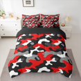 thumbnail image 2 of Feelyou Black Red Camo Bedding Comforter Set 7pcs, Cartoon Camouflage Queen Bedding Sets, 2 of 8